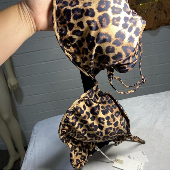 NWT Good American Women's Good Swim Showoff Curve Bikini Top Leopard Print 8 - Picture 9 of 12